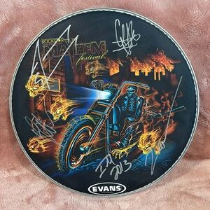 Five Finger Death Punch FFDP Autographed Rockstar Mayhem Festival Drumhead